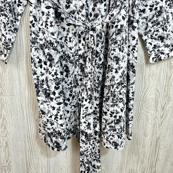 Torrid Black and White Floral Pattern Long Sleeve Poplin Shirt Dress 2X 18-20 - Picture 4 of 15